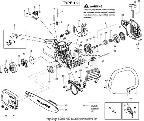 Poulan PP4218 Gas Saw Type 1, 4218-Poulan Pro Parts Diagram for Starter ...