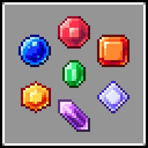 Made some Gemstones! By u/Benjers_Benjers | Minecraft pixel art, Pixel art tutorial, Pixel art games