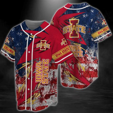 238 Iowa State Cyclones NCAA 2 Baseball Jersey Shirt Us Flag - HomeFavo