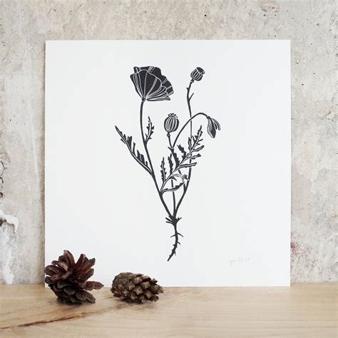 Poppy Flower Art Print Floral Artwork Print Botanical - Etsy