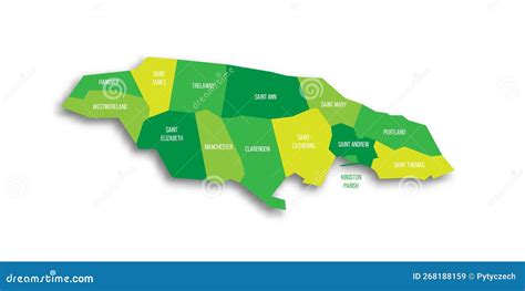 Jamaica Political Map Of Administrative Divisions Stock Image | CartoonDealer.com #275885263