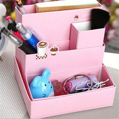 DIY Paper Board Storage Boxes Folding Desk Organizer Cartoon Paper Stationery Makeup Cosmetic ...