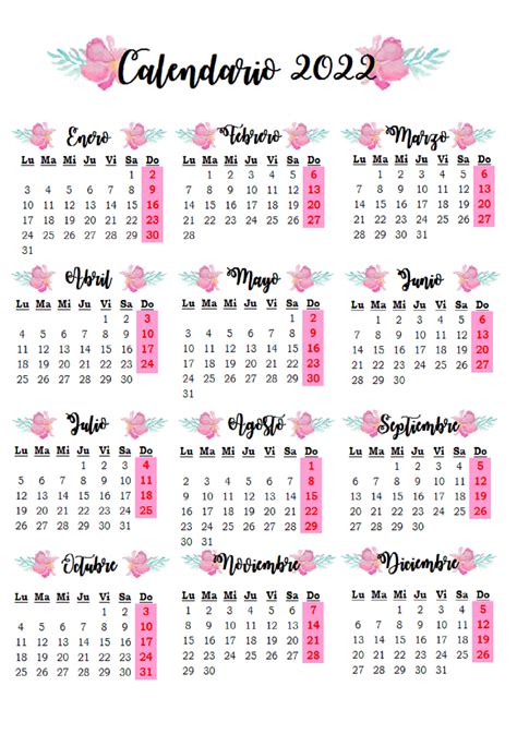 calendario 2022 | Ideas de calendario, Calendario para imprimir gratis, Calendarios imprimibles