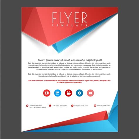 Premium Vector | Flyer template with blue and red details