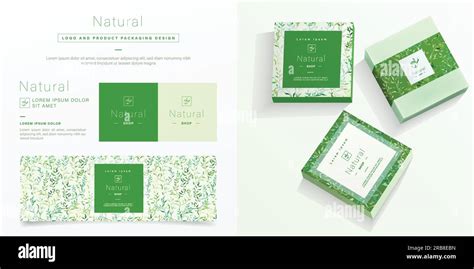 Natural logo and packaging design template. Natural soap package mockup created by vector ...
