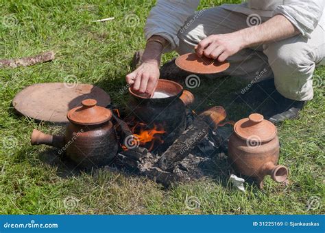 Cooking On Fire. Medieval Lifestyle Royalty Free Stock Images - Image: 31225169