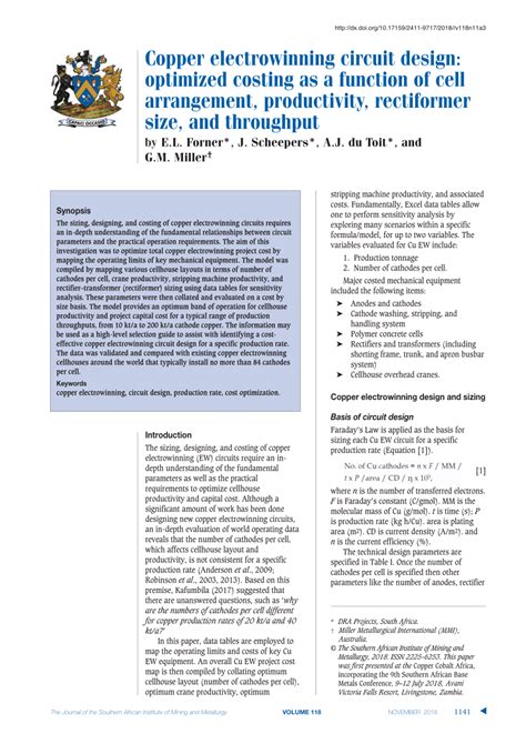 (PDF) Copper electrowinning circuit design: Optimized costing as a function of cell arrangement ...