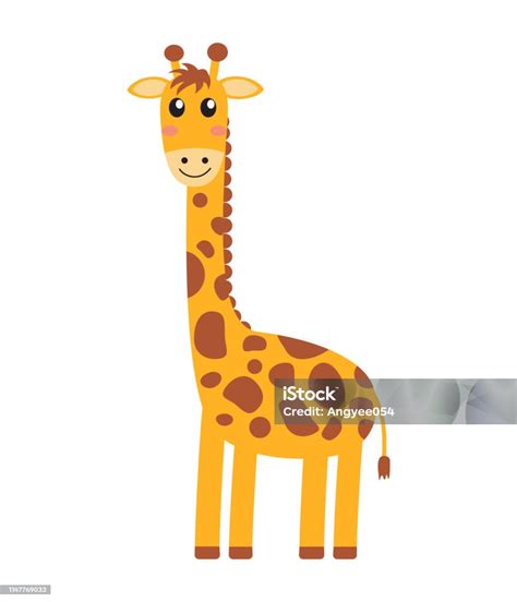 Vector Illustration Of Cute Giraffe Cartoon On White Background Stock Illustration - Download ...