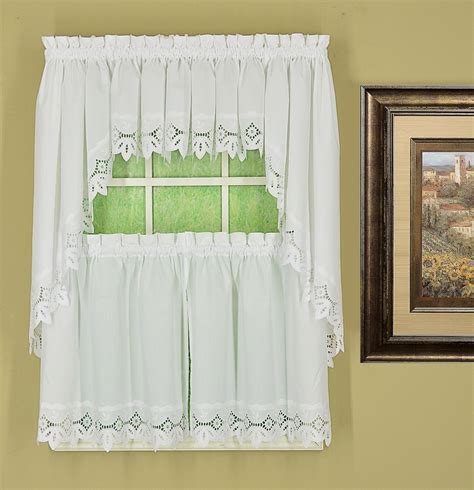 White Battenburg Lace Kitchen Curtains - Design Furniture