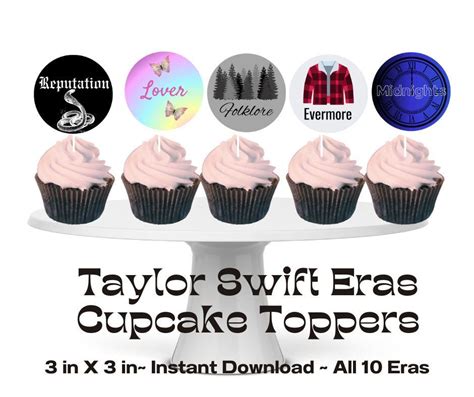 Taylor Swift Eras Cupcake Toppers, Taylor Swift Party Cupcake Toppers ...