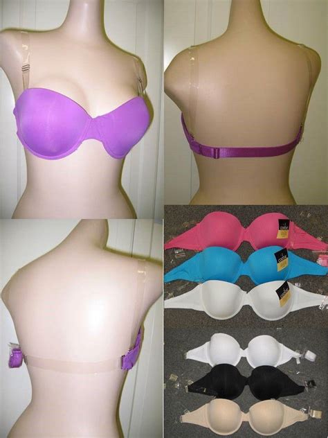 NEW CLEAR BACK INVISIBLE STRAPS STRAPLESS CONVERTIBLE BRA 32-40 A B C ...