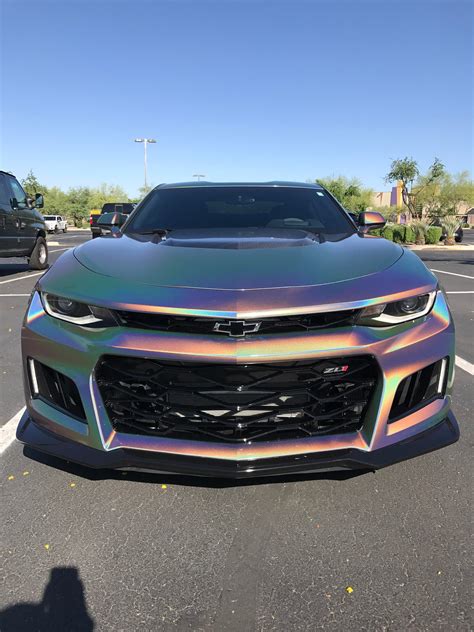 [Chevy Camaro ZL1] with the craziest wrap color I've ever seen; "Gloss Flip Psychedelic" : r/spotted