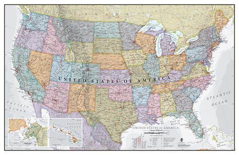 Maps International Classic USA Wall Map - Map of The USA Poster - Front ...