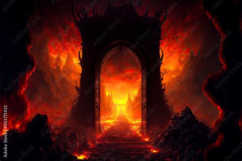 The entrance to Hell, Dante's Inferno. Generative AI Stock Illustration ...