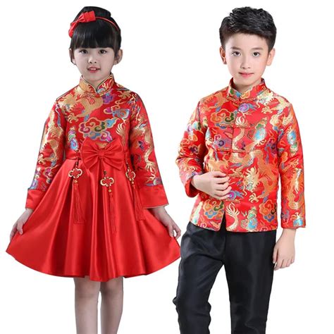 Children China Dress Of The Tang Dynasty Chinese Traditional Garments Jacket Costume Pants For ...