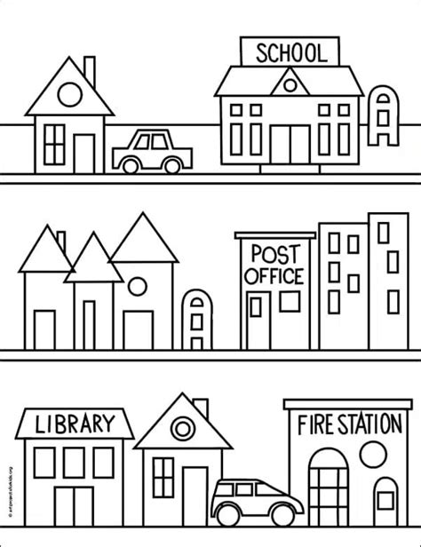 Easy How to Draw Your Neighborhood Tutorial and Neighborhood Coloring ...