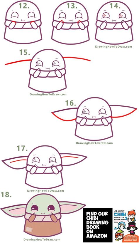 How to Draw a Cute Cartoon Baby Yoda (Kawaii / Chibi) Easy Step by Step ...