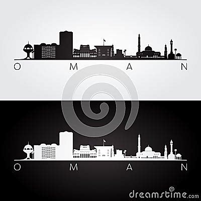 Oman Skyline And Landmarks Silhouette Cartoon Vector | CartoonDealer.com #244354499