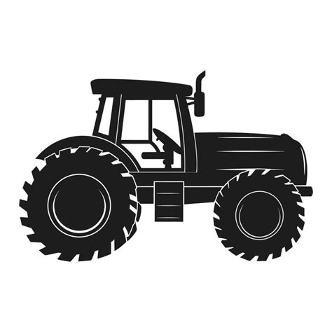 A tractor Vector black clipart isolated on a white background, A farm Tractor Silhouette ...