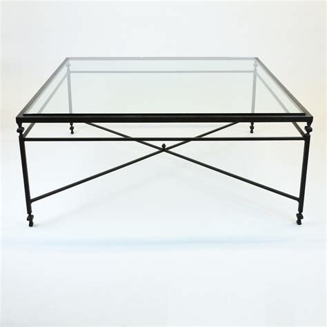 Huge Square Coffee Table with X Design Iron Base & Glass Top - Modern - Coffee Tables - other ...