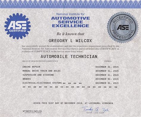 Car Technician Certification | TUTORE.ORG - Master of Documents