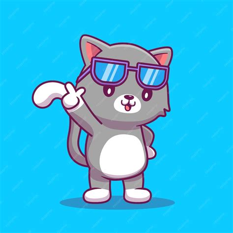 Premium Vector | Cute Cat Wearing Glasses Cartoon Illustration.