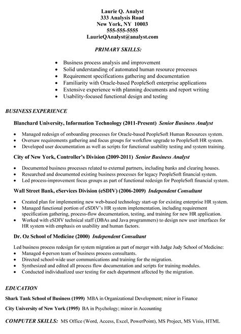 Resume Sample: Example of Business Analyst Resume Targeted to the Job | Resume-Now