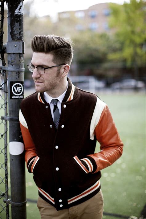 Preppy hipster college jacket, tie & chinos | SOLETOPIA | Varsity jacket, College jackets, Mens ...