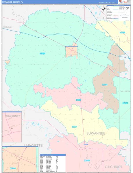 Suwannee County, FL Wall Map Color Cast Style by MarketMAPS - MapSales