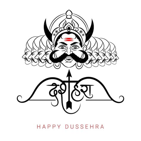 Premium Vector | Dussehra background with Ravana head illustration with Hindi calligraphy