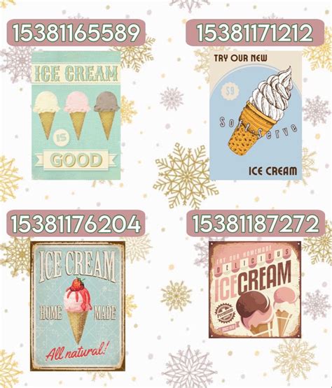 Bloxburg ice cream parlor poster decals | Bloxburg decals codes wallpaper, Cafe decal codes ...