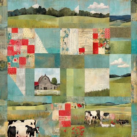Country Farm Patchwork Art Print Free Stock Photo - Public Domain Pictures