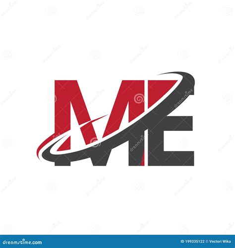 ME Initial Logo Company Name Colored Red and Black Swoosh Design, Isolated on White Background ...