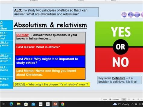 Absolutism and relativism. | Teaching Resources