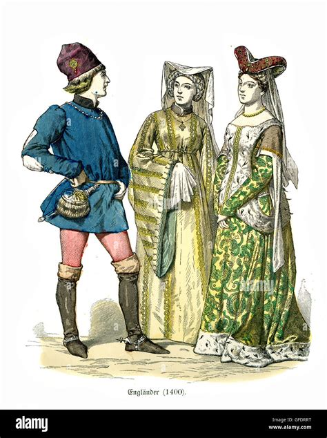 Mens and womens fashions of Medieval England at the start of the 15th ...