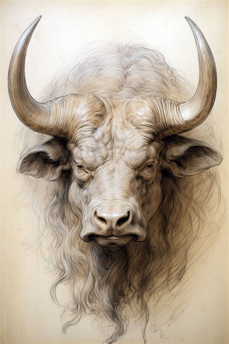 Free picture: Close-up sketch portrait of longhorn bull