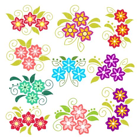 Pretty Flowers Arts Set Semi Exclusive Clip Art Set For Digitizing and ...