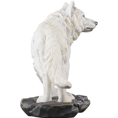 Curious Snow Wolf Statue