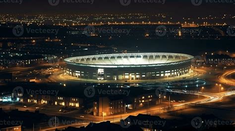 view of football stadium building at night ,soccer stadium at night ...