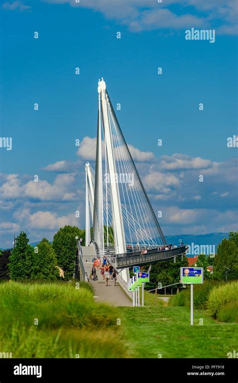 Beautiful pedestrian bridge between France and Germany, Kehl and ...