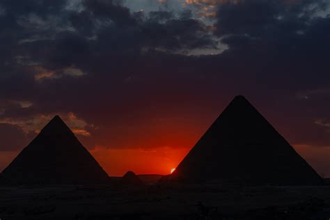 Silhouette of Pyramids during Sunset · Free Stock Photo