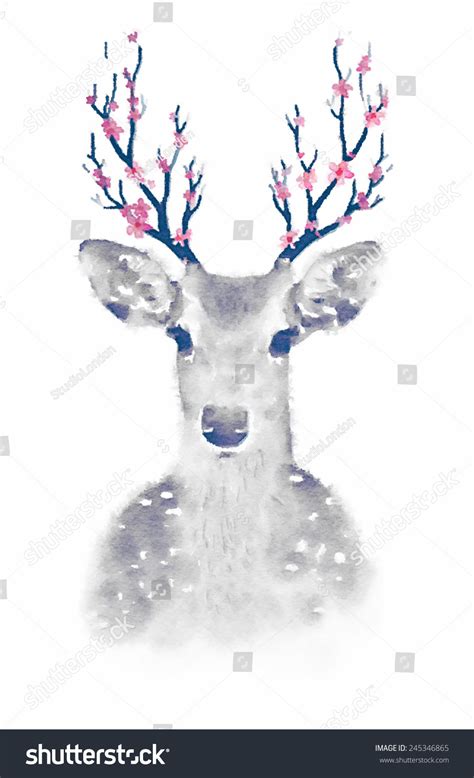 Watercolor Deer Head Tshirt Graphics Soft Stock Illustration 245346865 ...