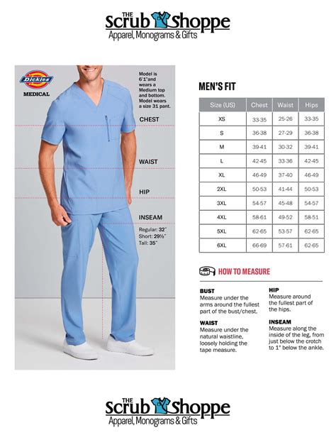 Size Charts For Scrubs, Business Casual and Graphic Apparel