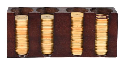 Lot Detail - POKER CHIP SET IN WOODEN HOLDER.