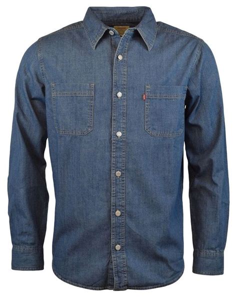 Levis Mens Classic Long Sleeve Button Front Denim Shirt Stonewash w ...