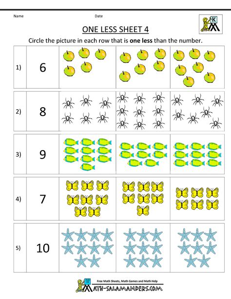 One Less Worksheet