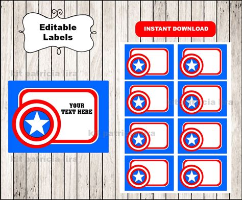 Captain America logo School label name label name tag | Etsy