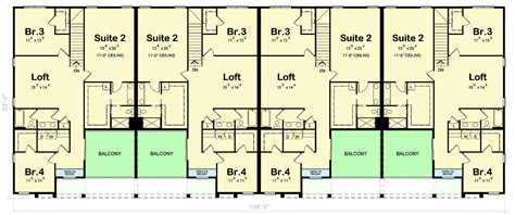 2-Story Modern Fourplex House Plan with 4-Bed Units Under 2500 Square ...