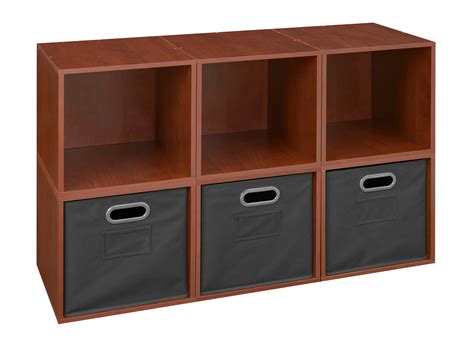 Niche Cubo Storage Set - 6 Cubes and 3 Canvas Bins- Cherry/Grey - Walmart.com