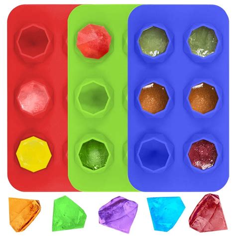 Diamond Ice Cube Tray - 6 Pack Silicone Ice Make Mold - 3D Jelly ...